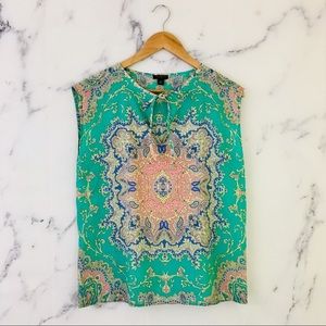 {Ann Taylor} Mandala Print Split Neck Top